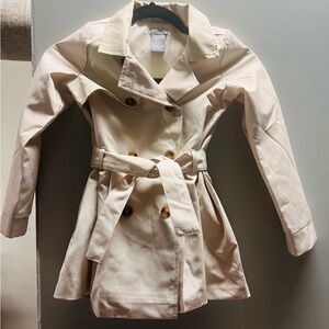 Tahari Cream Trench Coat with Belted Waist